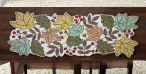 Handmade Maple Leaves Pastel Theme Beaded Table Runner