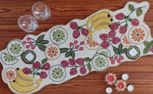 Handmade Tabletop Beaded Embroidery Table Runner