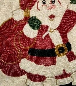 Christmas Celebration Santa Claus Handmade Beaded Cushion Covers