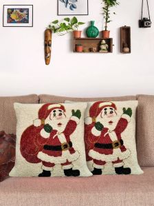 Christmas Celebration Santa Claus Handmade Beaded Cushion Covers
