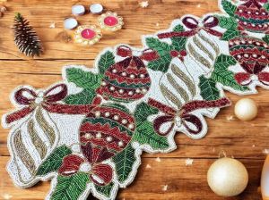 Handmade Christmas Beaded Table Runner