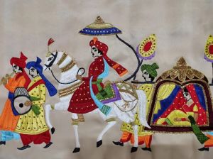 Handmade tapestry showing Royal Indian Wedding Wall Hanging