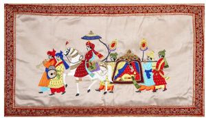 Handmade tapestry showing Royal Indian Wedding Wall Hanging