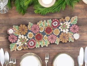 Handmade Wildflowers Pastel Theme Beaded Table Runner