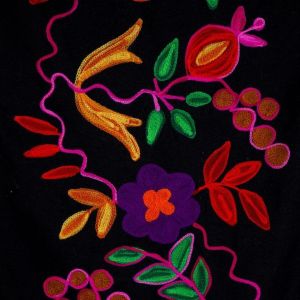 Handmade Black floral Patchwork Embroidery Wall Hanging