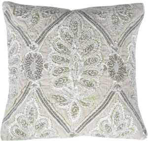White Beaded Throw Cushion Cover