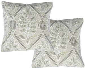 White Beaded Throw Cushion Cover