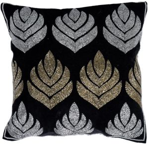 Velvet Golden Silver Sequins Leaves Beaded Cushion Covers