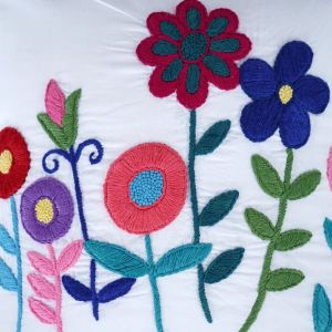 Handmade Multicolored Floral Embroidered Cushion Covers