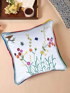 Set of 2/3/5 Vibrant Wildflowers Hand Embroidered Sofa Pillows Cover
