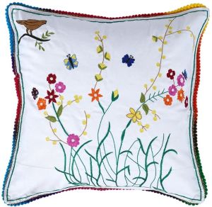 Set of 2/3/5 Vibrant Wildflowers Hand Embroidered Sofa Pillows Cover