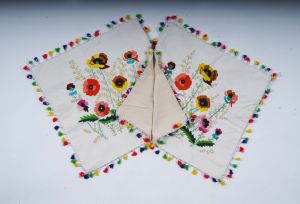 Handmade Multicolor Spring Easter Flower Embroidered Cushion Covers