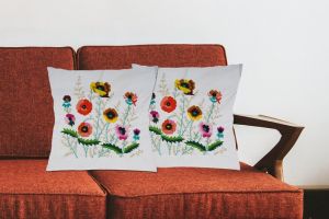 Handmade Multicolor Spring Easter Flower Embroidered Cushion Covers
