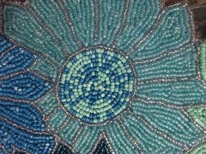 Winter Theme Emerald Floral Handmade Beaded Table Runner