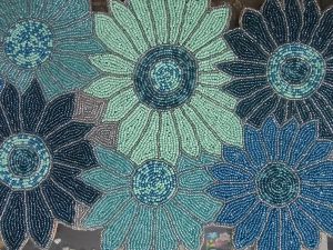 Winter Theme Emerald Floral Handmade Beaded Table Runner