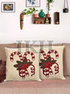 Christmas Decorative Candy Theme Beaded Cushion Cover