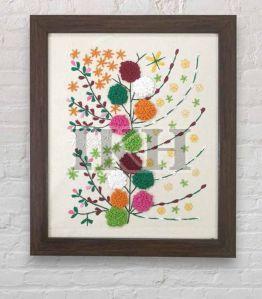 Crewel Hand Embroidered Floral Wall Hanging