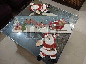 Handmade Christmas Santa On Sleigh Beaded Table Runner