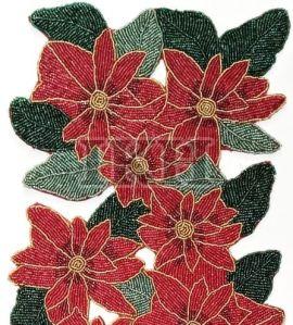 Handmade Christmas Special Flower Embroidered Beaded Table Runner