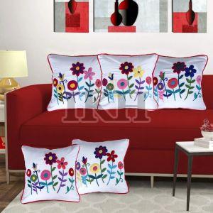 Handmade Multicolored Floral Embroidered Cushion Covers