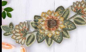 Handmade Sunflower Bead Embroidery Table Runner