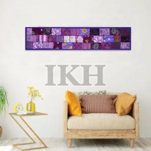 Handmade Vintage Purple Saree Patchwork Wall Hanging