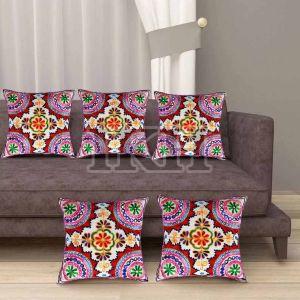 Multicolored Wool Thread Embroidery Cushion Covers