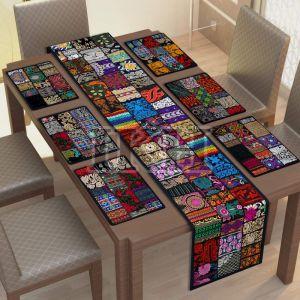 Handmade Patchwork Table Runner with Mat Set