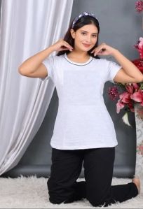 Plain Ladies T-Shirt And Lower Night Dress