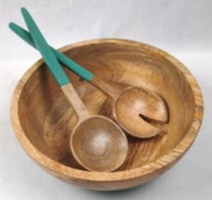 Mango Wood Bowl Spoon Set