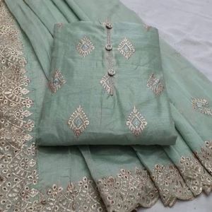 Embroidered Silk Dress Material