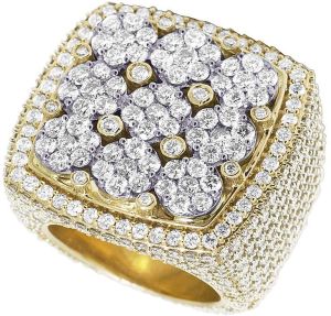 Mens Hip Hop Diamond Yellow Gold Ring