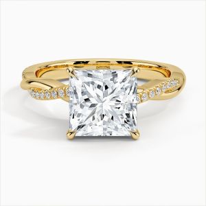 Round and Princess Cut Diamond Engagement Ring