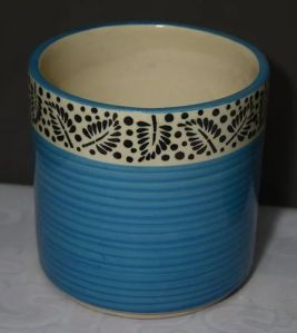 8 Inch Blue Ceramic Pot