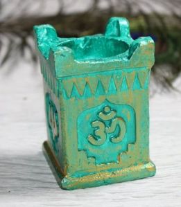 2 Inch Aqua Green Clay Decorative Diya