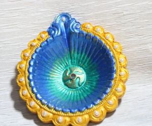 4 Inch Peacock Clay Decorative Diya