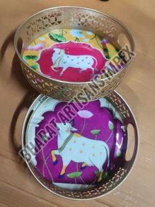 Metal Gifting Pichwai Printed Tray