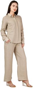 Ladies Beige Linen Co-Ord Set