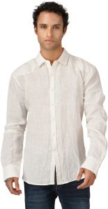 Mens White Onyx Linen Shirt