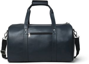 Blue Leather Duffle Bag