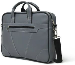 Grey Leather Office Laptop Bag