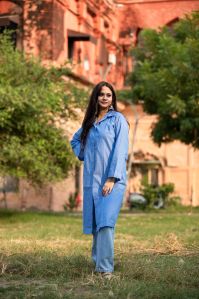 Ladies Stylish Long Cotton Shirt