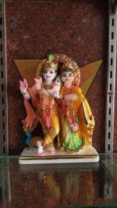 Multicolor Marble Radha Krishna Statue