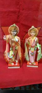 Multicolor Marble Radha Krishna Statue