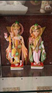 Multicolor Marble Radha Krishna Statue