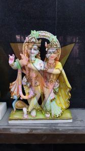 Multicolor Marble Radha Krishna Statue