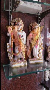 Polished Marble Radha Krishna Statue