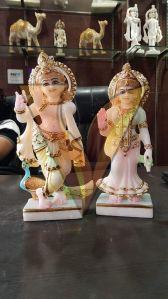 Polished Marble Radha Krishna Statue