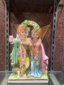 Multicolor Marble Radha Krishna Statue