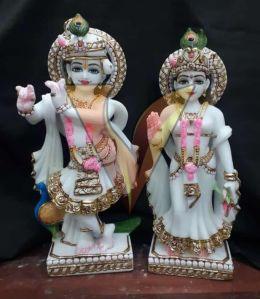 Polished Marble Radha Krishna Statue